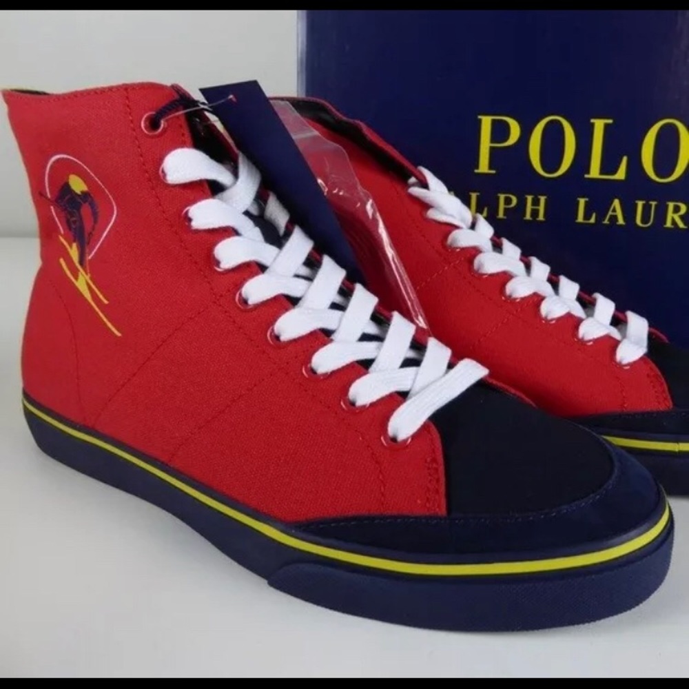 NEW Polo Ralph Lauren Red Canvas High Tops